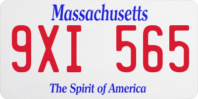 MA license plate 9XI565