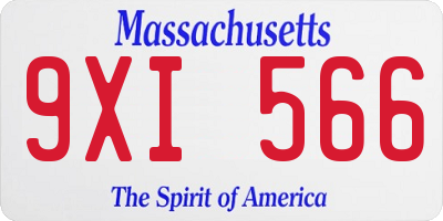 MA license plate 9XI566