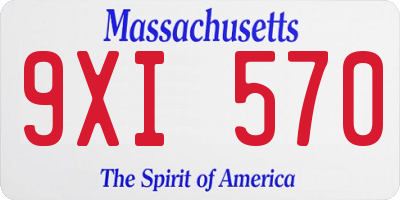 MA license plate 9XI570