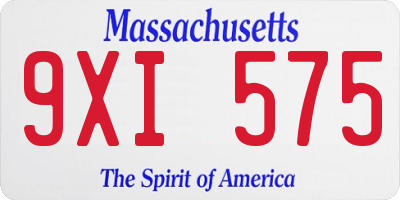 MA license plate 9XI575