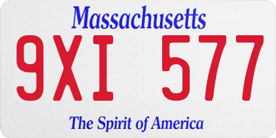 MA license plate 9XI577
