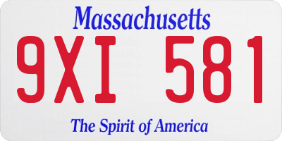 MA license plate 9XI581