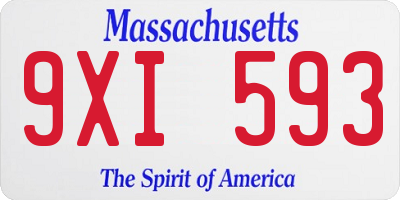 MA license plate 9XI593