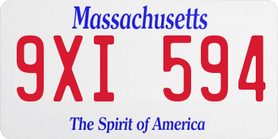 MA license plate 9XI594