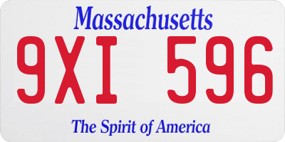 MA license plate 9XI596