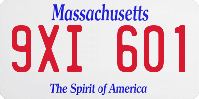 MA license plate 9XI601