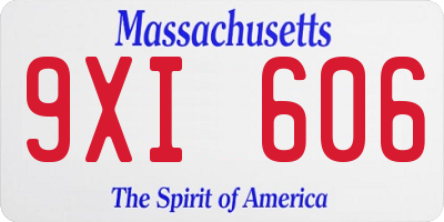MA license plate 9XI606