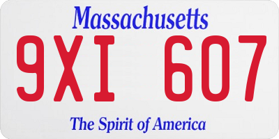 MA license plate 9XI607