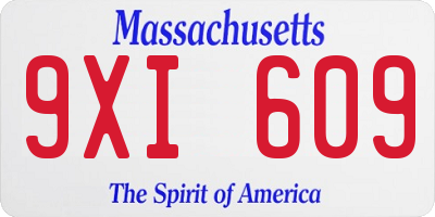 MA license plate 9XI609