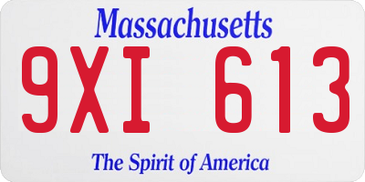 MA license plate 9XI613