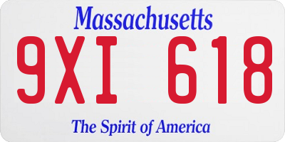 MA license plate 9XI618