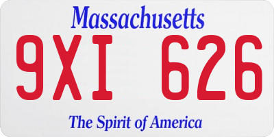 MA license plate 9XI626