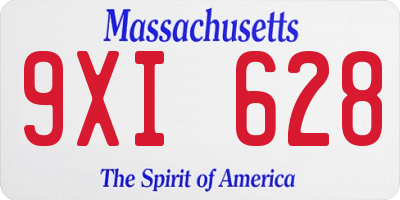 MA license plate 9XI628