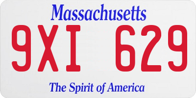 MA license plate 9XI629