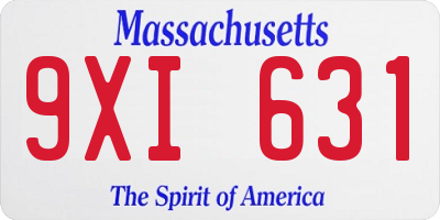 MA license plate 9XI631