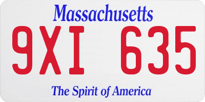 MA license plate 9XI635