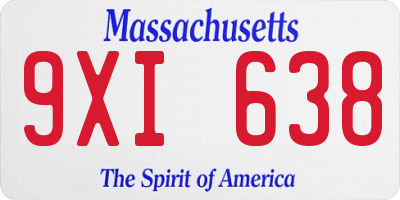 MA license plate 9XI638