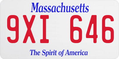 MA license plate 9XI646