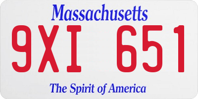 MA license plate 9XI651