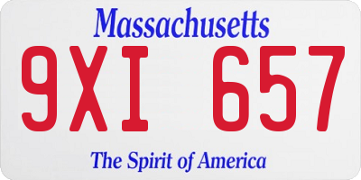 MA license plate 9XI657