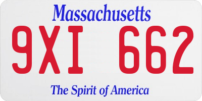 MA license plate 9XI662