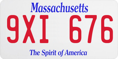 MA license plate 9XI676