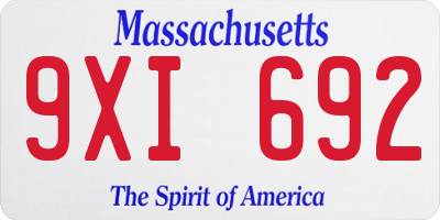 MA license plate 9XI692