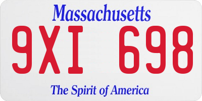 MA license plate 9XI698