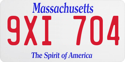 MA license plate 9XI704