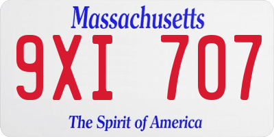 MA license plate 9XI707