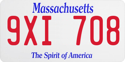 MA license plate 9XI708