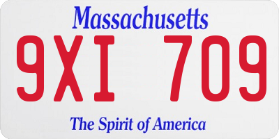 MA license plate 9XI709
