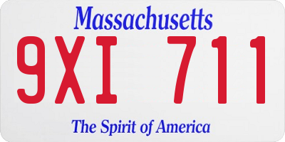 MA license plate 9XI711