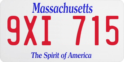 MA license plate 9XI715