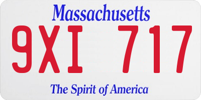 MA license plate 9XI717