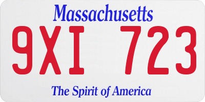 MA license plate 9XI723