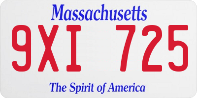 MA license plate 9XI725