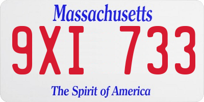 MA license plate 9XI733