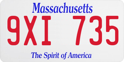 MA license plate 9XI735