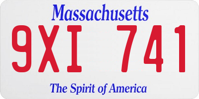 MA license plate 9XI741