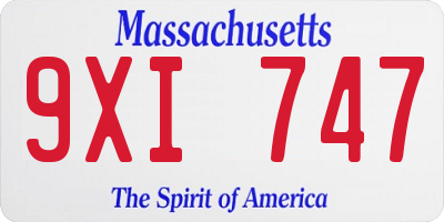 MA license plate 9XI747