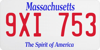 MA license plate 9XI753
