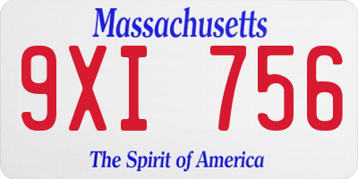 MA license plate 9XI756
