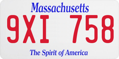 MA license plate 9XI758