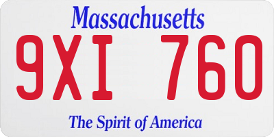 MA license plate 9XI760