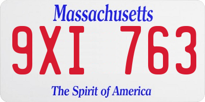 MA license plate 9XI763