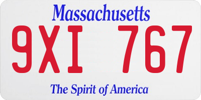 MA license plate 9XI767