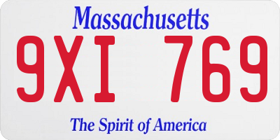 MA license plate 9XI769