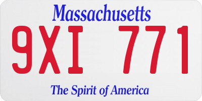 MA license plate 9XI771