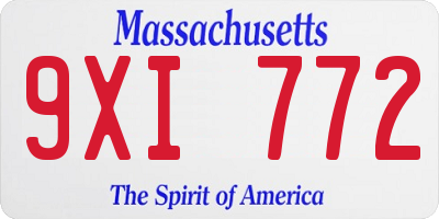 MA license plate 9XI772